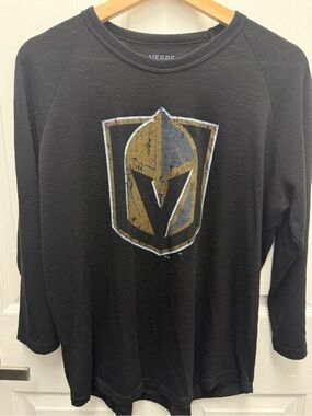 NHL Vegas Golden Knights 3/4 Sleeve Tee Shirt Black Logo Soft! Medium